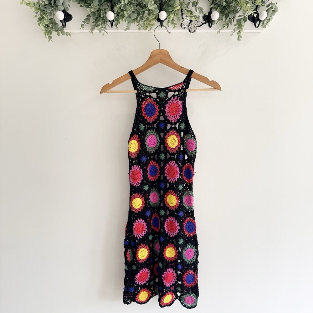 H&M Coachella Collection Multicolored Crochet Dress Size 4 Women's 86983 - Picture 2 of 5